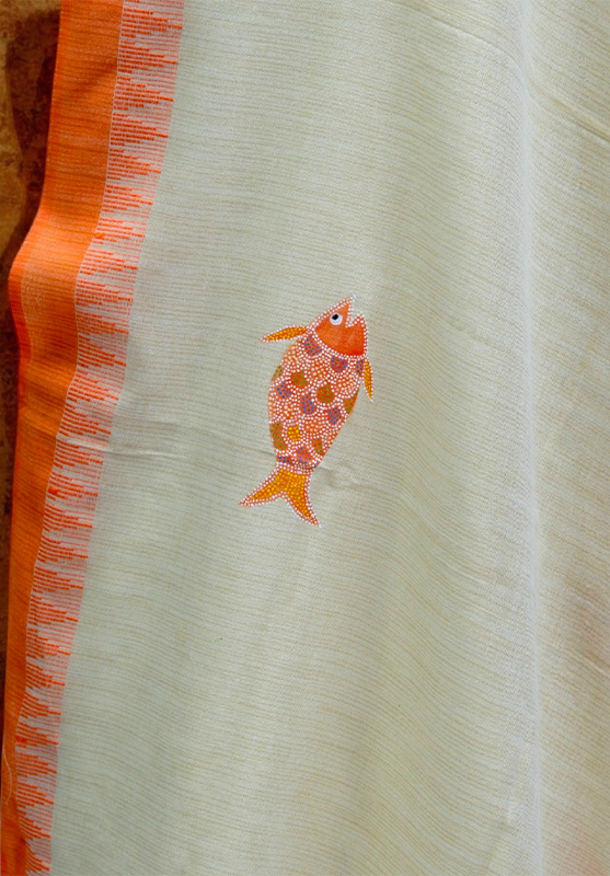 Hand-painted Bhil art dupatta