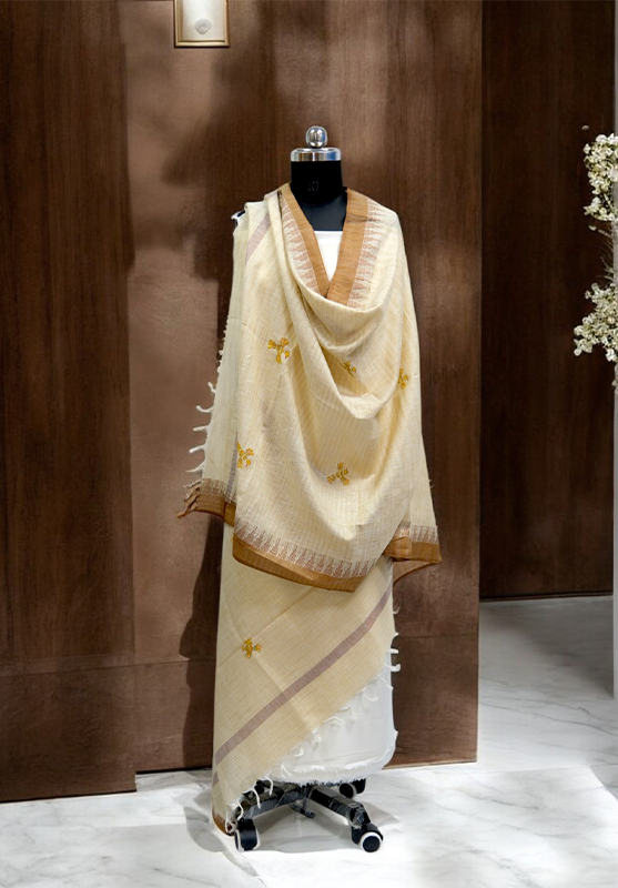 Traditional Bhil art design on soft dupatta