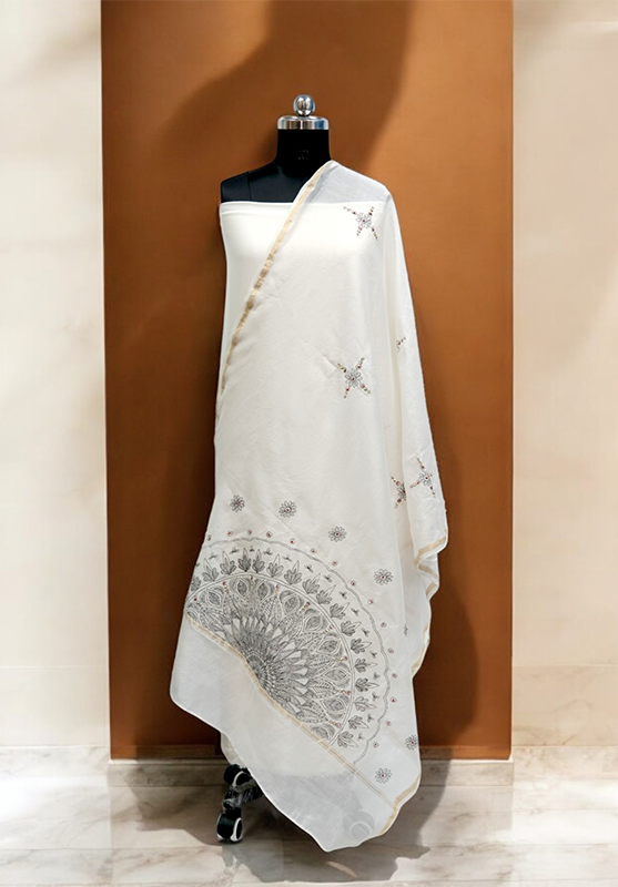 Mulberry silk dupatta with mandala design