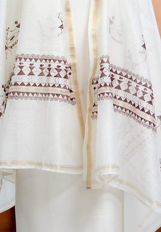 Traditional hand-painted ethnic dupatta