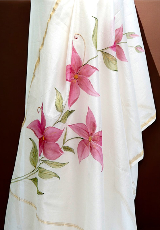 Handmade dupatta with colorful art