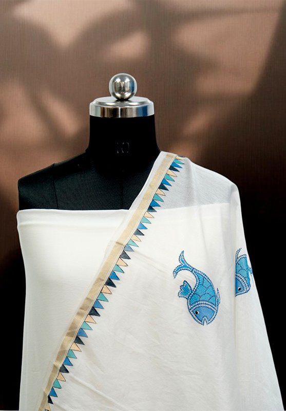 Ethnic hand-painted silk scarf