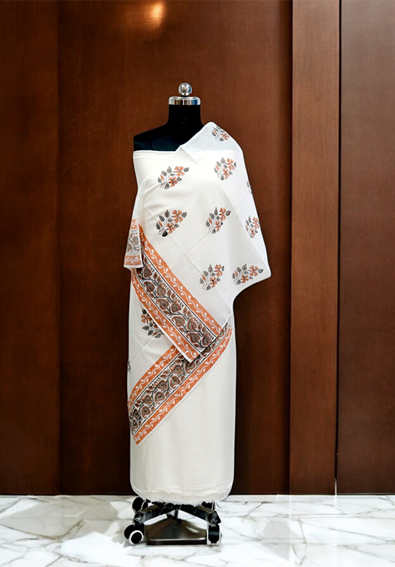 Hand Block Stole in Mulmul Cotton