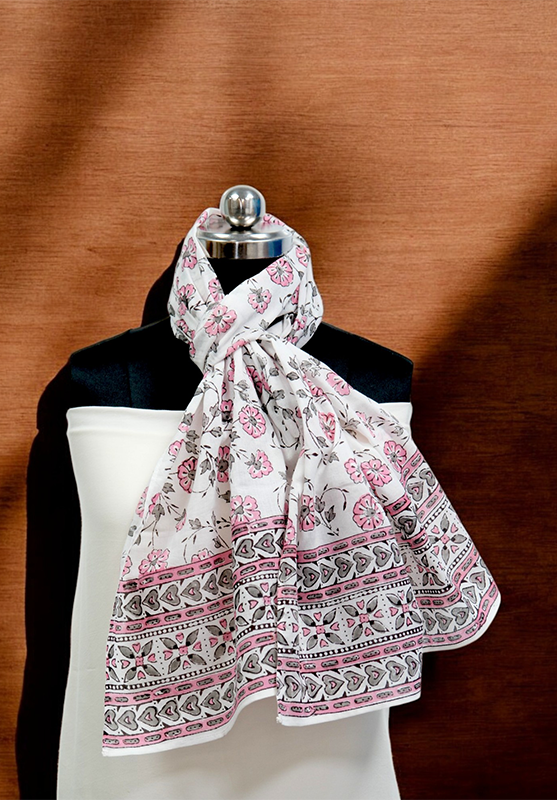 Hand Block Stole in Mulmul Cotton