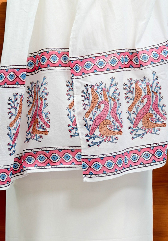Hand Block Stole in Mulmul Cotton