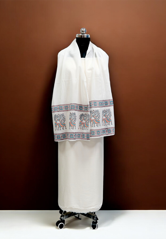 Hand Block Stole in Mulmul Cotton