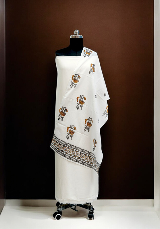 Hand Block Stole in Mulmul Cotton