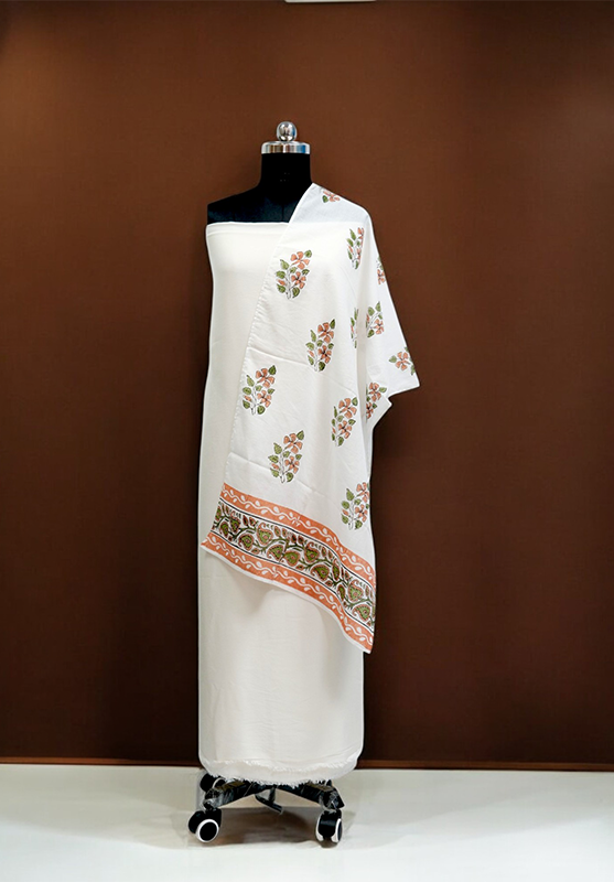 Hand Block Stole in Mulmul Cotton