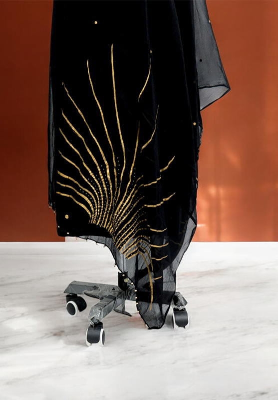 Dupatta with intricate embroidery and hand painting