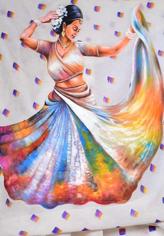 Unique brush-painted saree