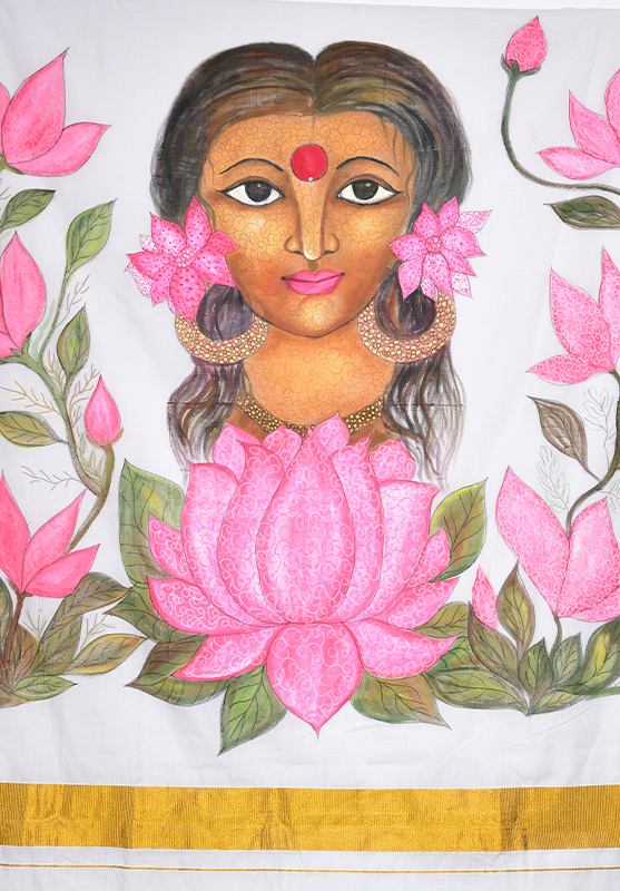 Hand-painted saree with artistic detailing