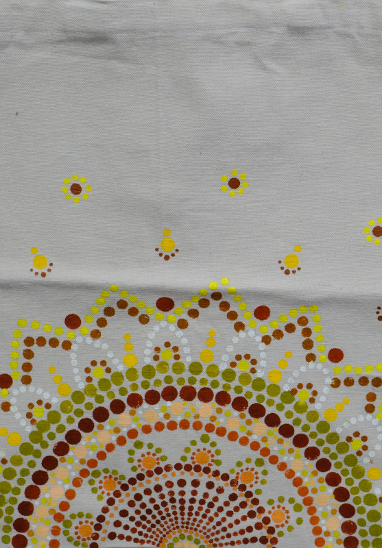 Hand-painted mandala tote design