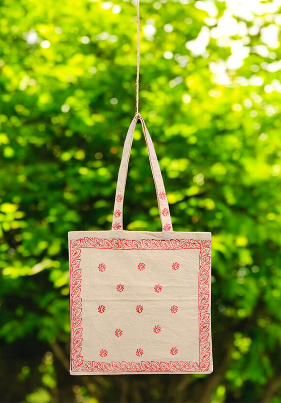 Eco-friendly tote bag with traditional hand block design