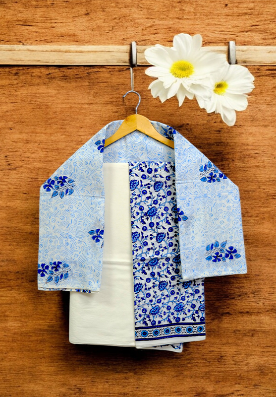 Artisan-made unstitched suit in breathable cotton material