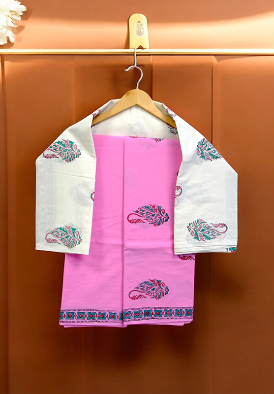 Hand Block Unstiched Suit in Pure Cotton