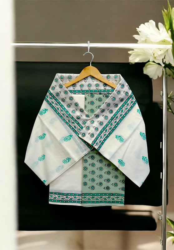 Hand Block Unstiched Suit in Pure Cotton