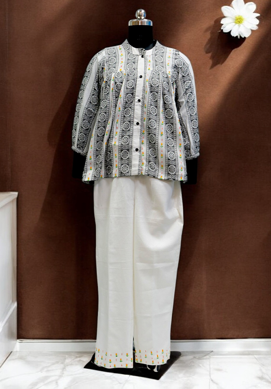 Hand-painted nightwear set with woven detailing