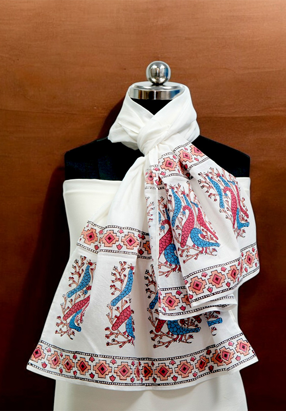 Hand Block Stole in Mulmul Cotton