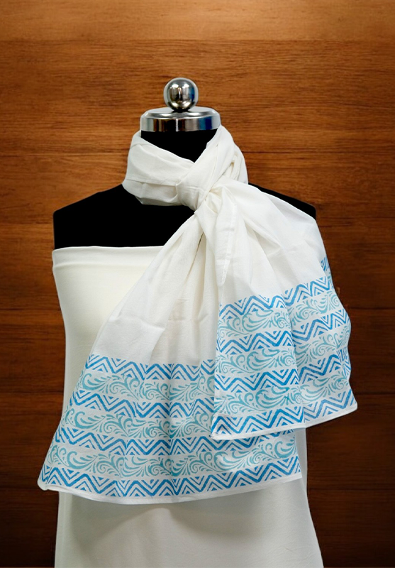 Hand Block Stole in Mulmul Cotton