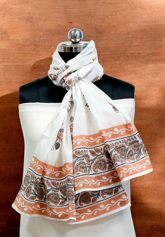 Hand Block Stole in Mulmul Cotton