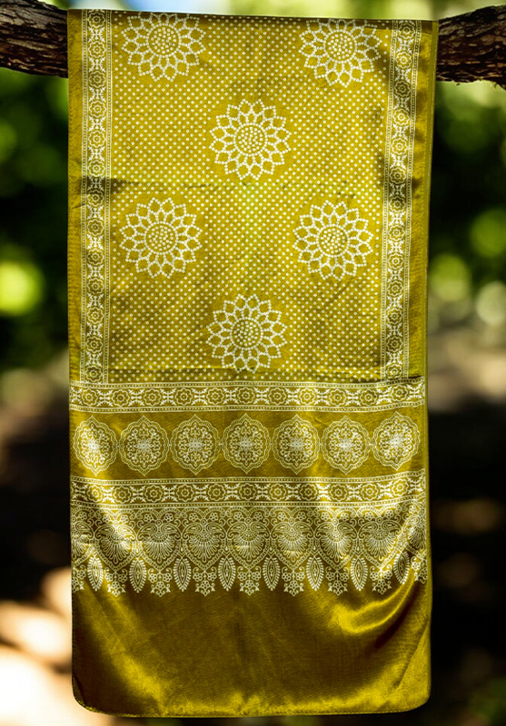 Ajrakh Block Printing Stole in Blended Silk