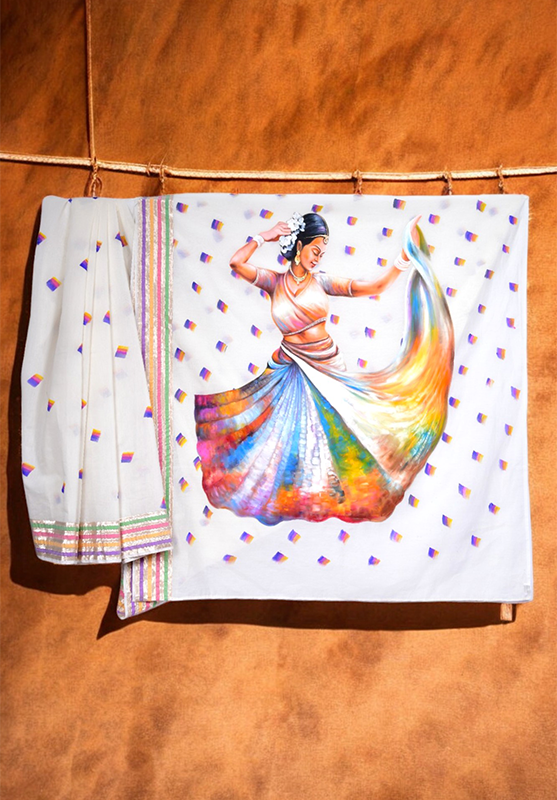 Hand-painted designer saree