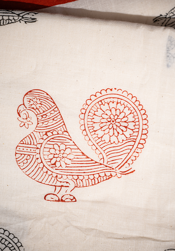 Block Printing Saree in Hand Spun Cotton