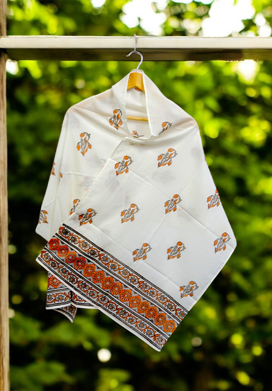 Hand Block Stole in Mulmul Cotton