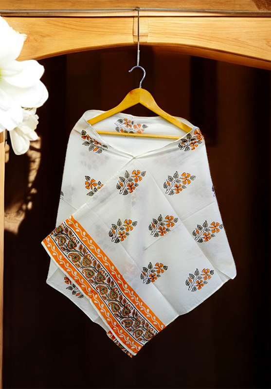 Hand Block Stole in Mulmul Cotton