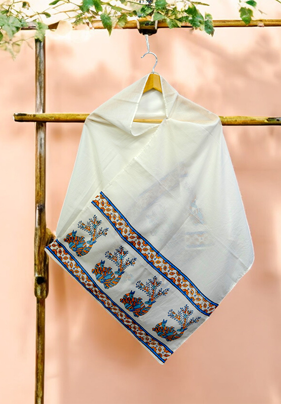 Hand Block Stole in Mulmul Cotton