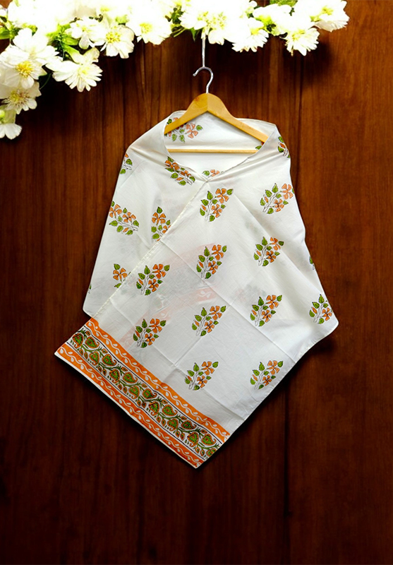 Hand Block Stole in Mulmul Cotton
