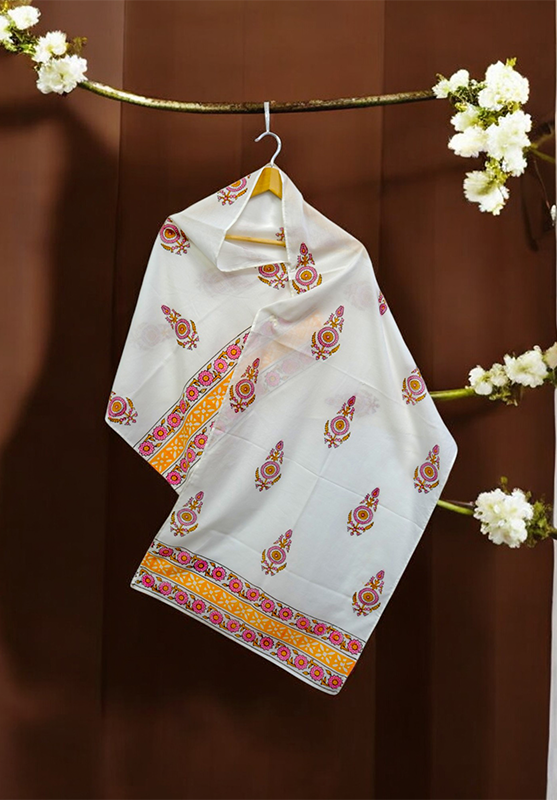 Hand Block Stole in Mulmul Cotton