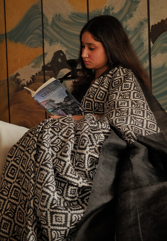 Hand made Batik Saree in Mulberry Silk