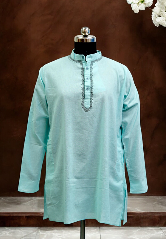 Mandala Hand Painting Kurta in Khadi Cotton SKY COLOR