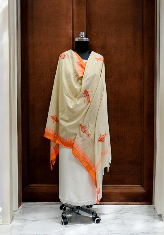 Tribal art dupatta on blended fabric