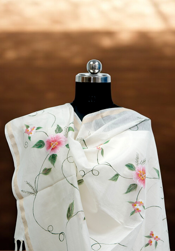 Elegant hand-painted fabric design