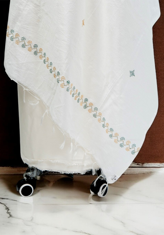Intricate Kasuti embroidery on elegant dupatta
