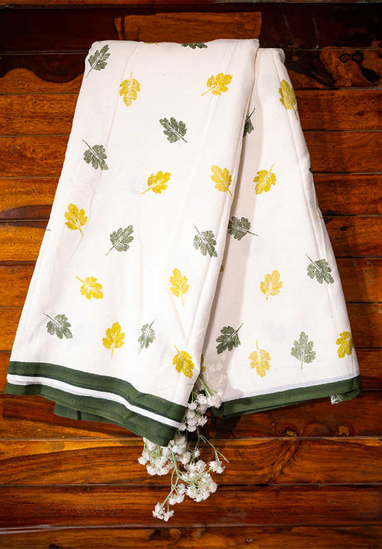 Block Print Saree in Hand Spun Cotton