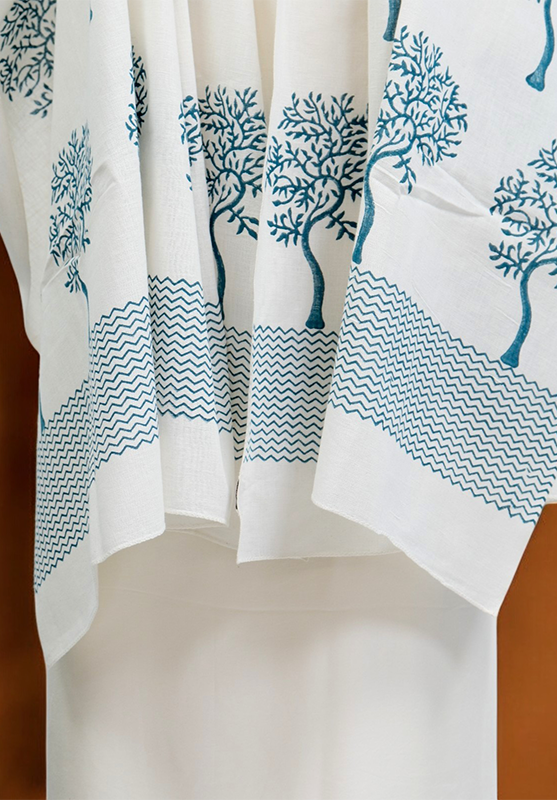 Block Print Dupatta in Hand Spun Cotton