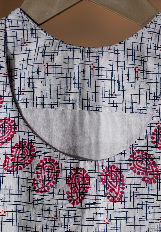 Artisan-made handspun cotton wrap with floral block prints