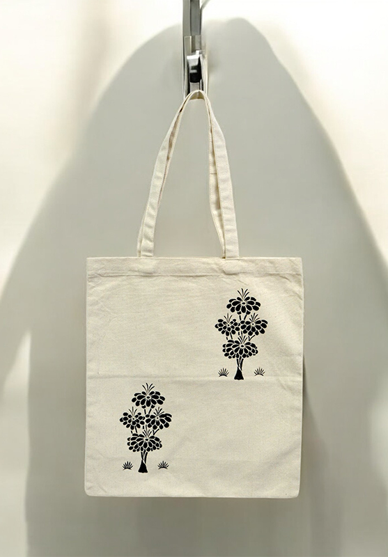 Hand-painted Sanjhi art tote bag with floral pattern