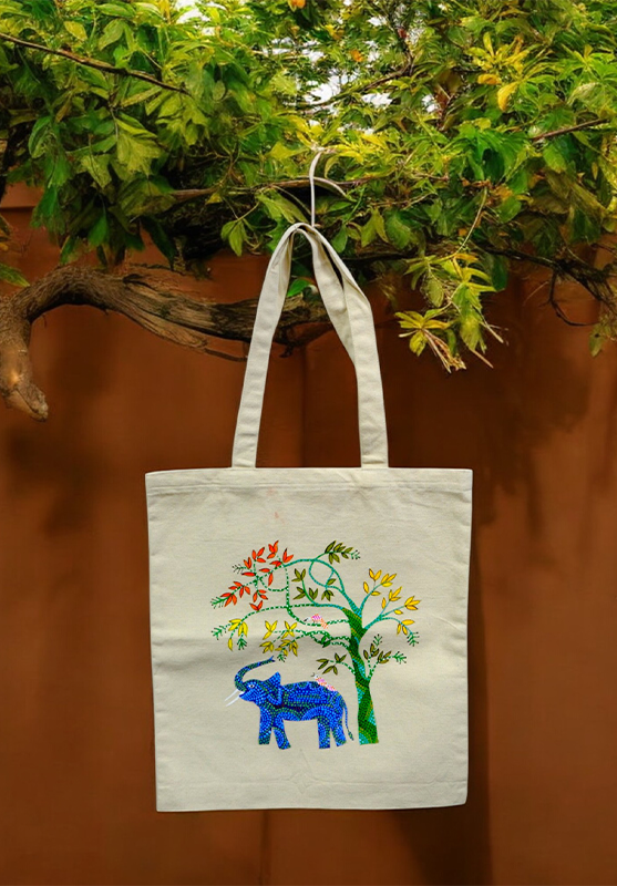 Hand Painting Bhil Art Tote Bag
