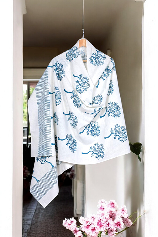 Block Print Dupatta in Hand Spun Cotton
