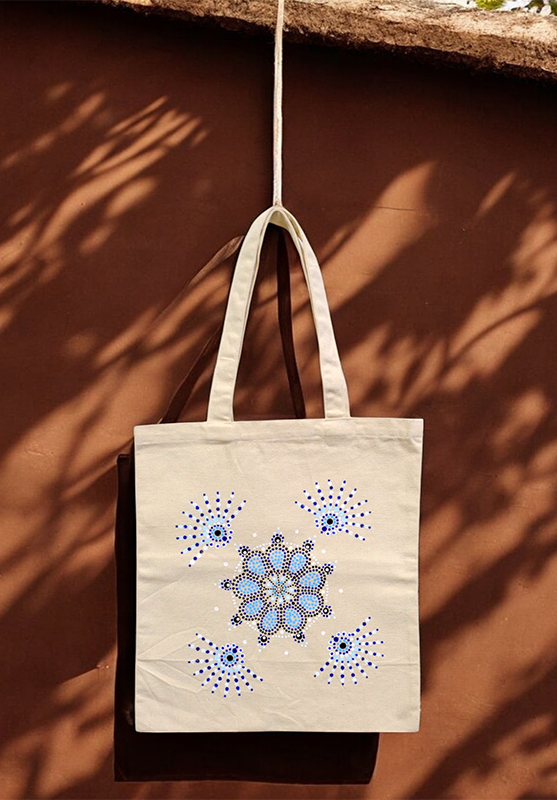 Handmade tote with colorful mandala