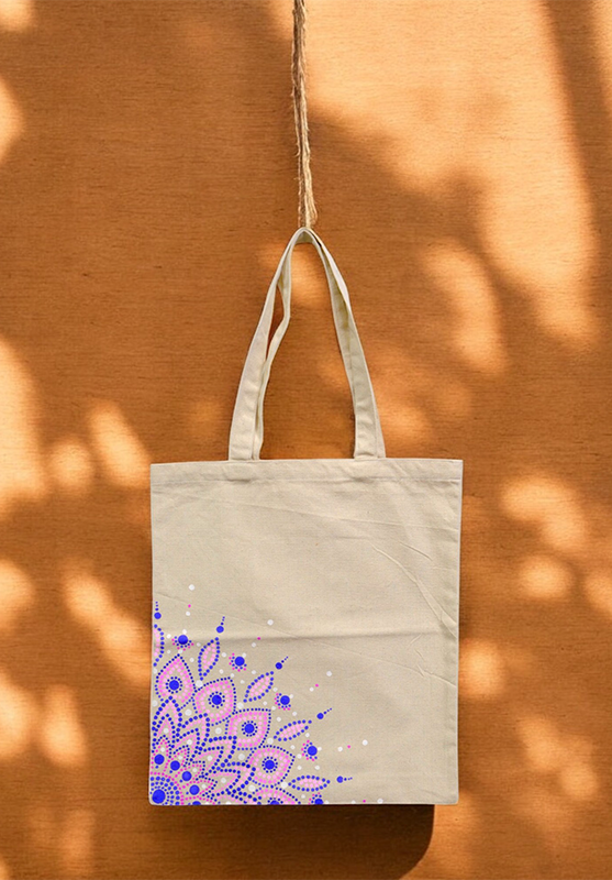 Unique hand-painted mandala shoulder bag