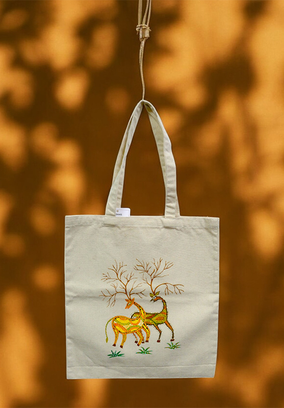 Hand Painting Bhil Art Tote Bag