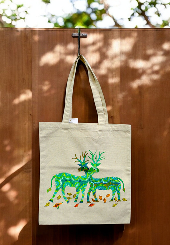 Hand Painting Bhil Art Tote Bag