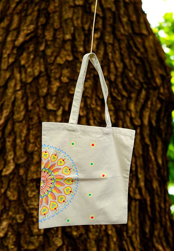 Eco-friendly tote bag with mandala artwork