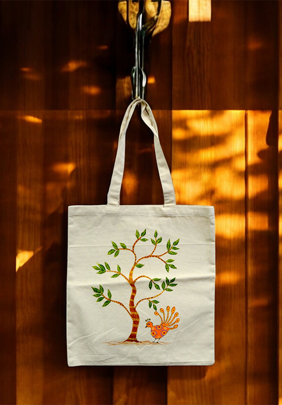 unique-Hand-Painting Bhil Art Tote Bag