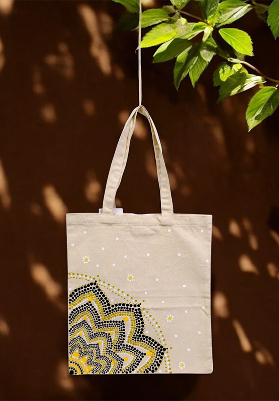 Boho style mandala art tote bag